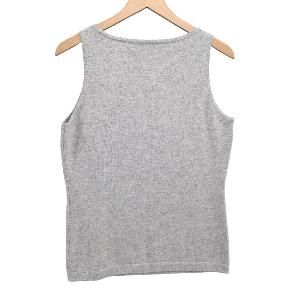 Magaschoni Cashmere Tank Top Sweater Womens Gray Knit Sleeveless Pullover Size M - Picture 2 of 7